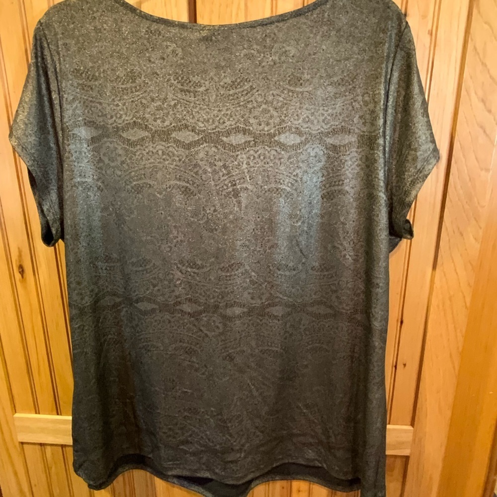 Elegant Metallic Black Women's Blouse - Picture 3 of 4
